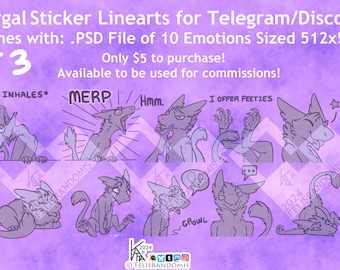 READ DISCLAIMER Character OC Digital Art Sergal Stickers Base Set 3