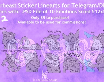 READ DISCLAIMER Character OC Digital Art Wickerbeast Stickers Set 2 Base Linearts