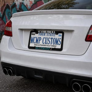 My Other Ride Is A Skateboard License Plate Frame, Funny Skateboarder Gift, Skater Car Accessory, Skate Culture Car Decor immagine 3