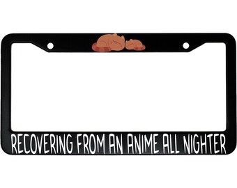 Recovering From An Anime All Nighter Funny Sleeping Cats Aluminum Car License Plate Frame