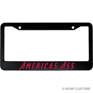 America&#39;s Ass Funny Captain America Aluminum Car License Plate Frame