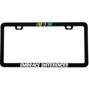 Autism Embrace Differences License Plate Frame, Autism Acceptance Car Accessory, Neurodiversity Gift, Inclusive Car Decor