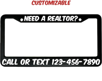 Need A Realtor Aluminum Car License Plate Frame For Real Estate Business Ad