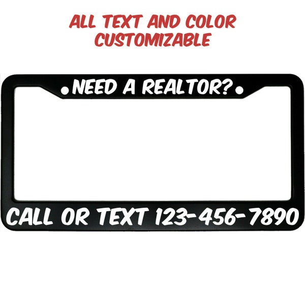 Need A Realtor Aluminum Car License Plate Frame For Real Estate Business Ad