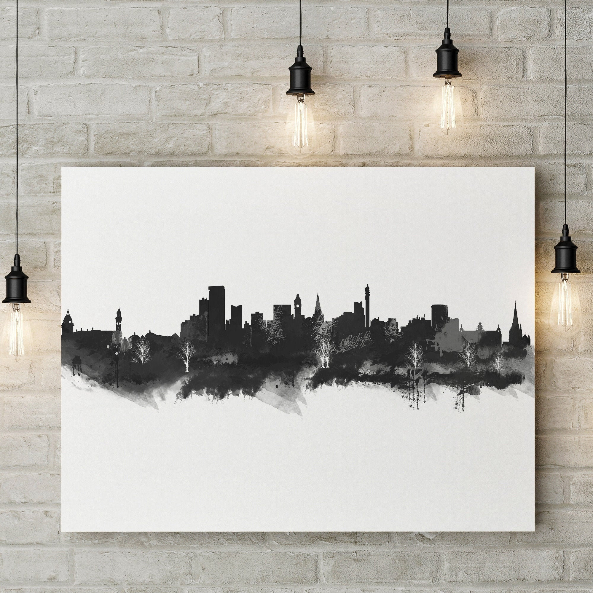 Abstract Birmingham Print City Landmark Canvas Art Etsy UK