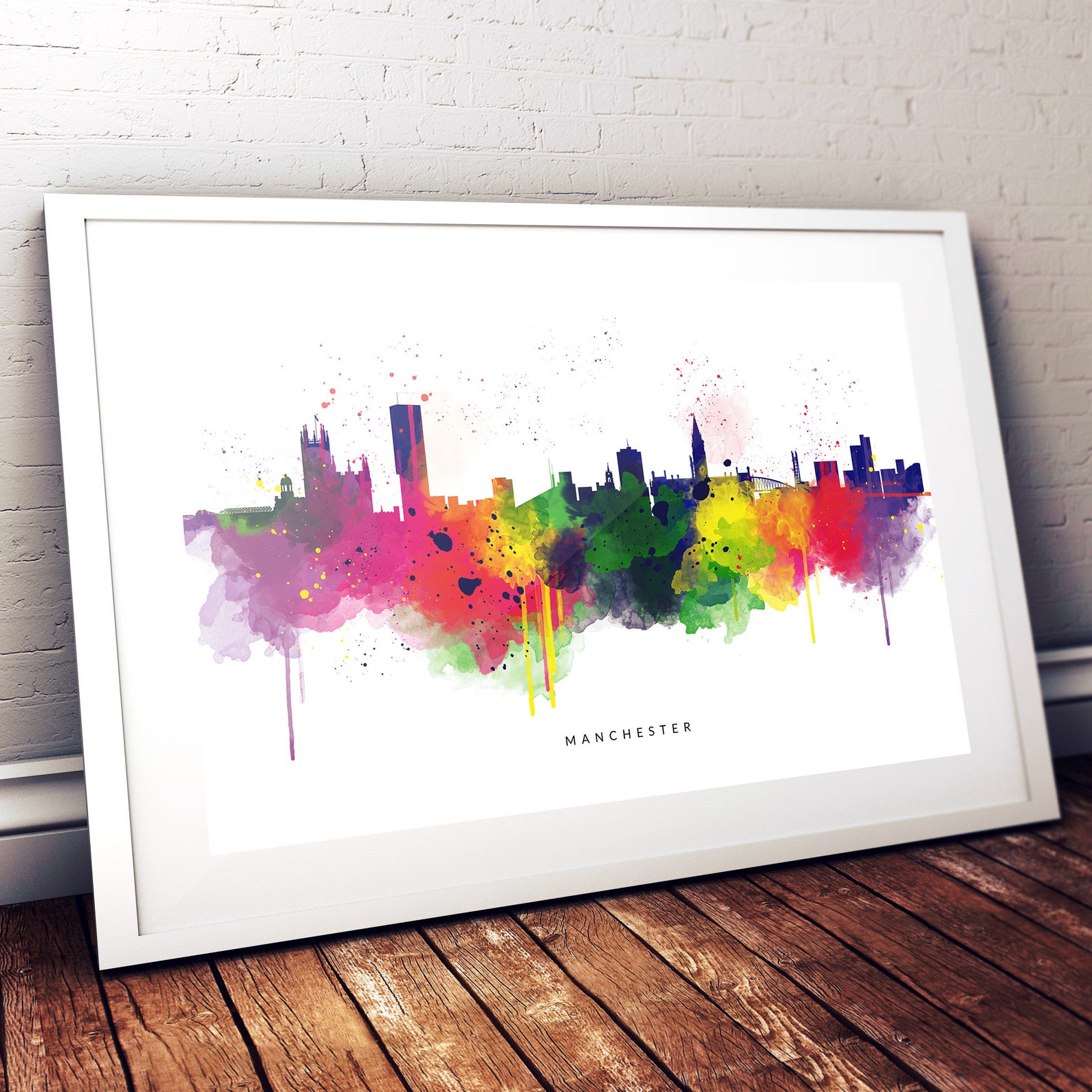Manchester Print Skyline Print Cityscape Painting Abstract Etsy UK