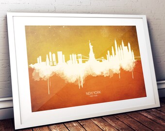 New York City Art Print, Watercolour Art Print, Cityscape, New York Skyline Prints, New York Skyline Painting, Gift For Dad