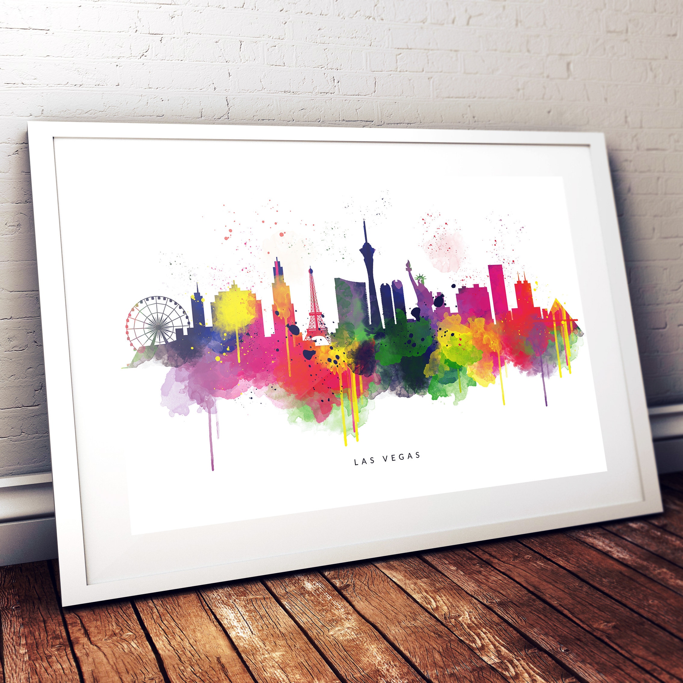 Las Vegas Colour Watercolor Splash Print On White Background | Etsy