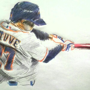 JOSE ALTUVE Houston Astros Farbstiftskizze