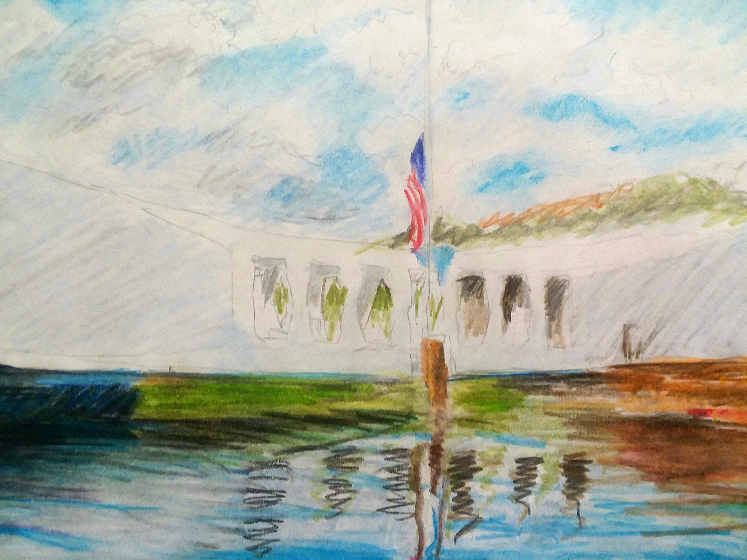 USS Arizona Memorial Pearl Harbor Color Pencil Drawing Etsy