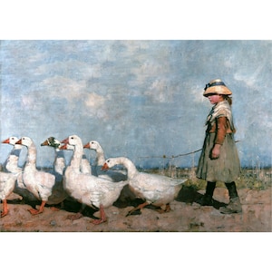 Vintage Wall Art Posters Farmhouse Decor, The Goose Girl by Sir James Guthrie