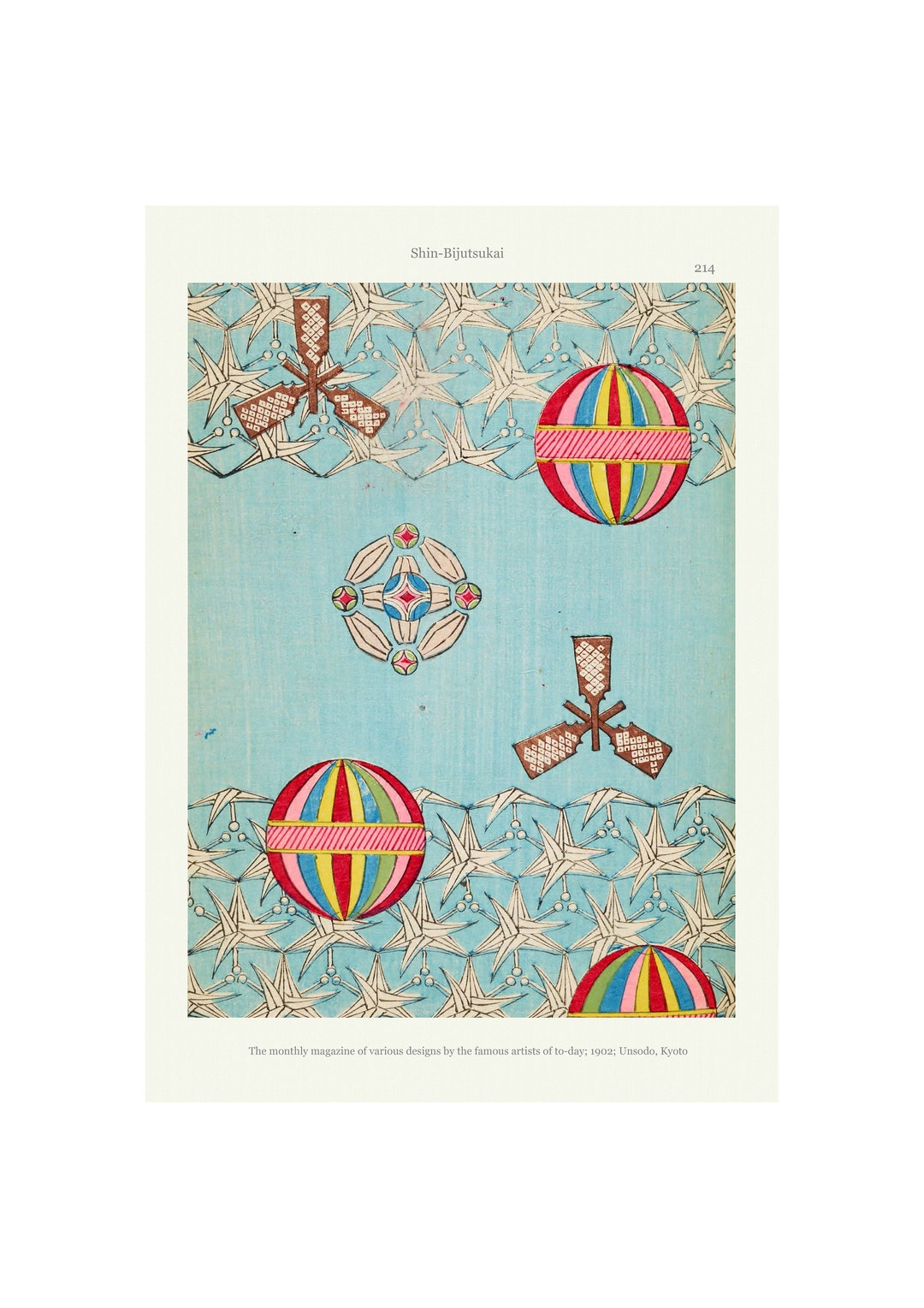 Vintage Japanese Pattern Art Wall Art Poster Print, Shin-bijutsukai ...