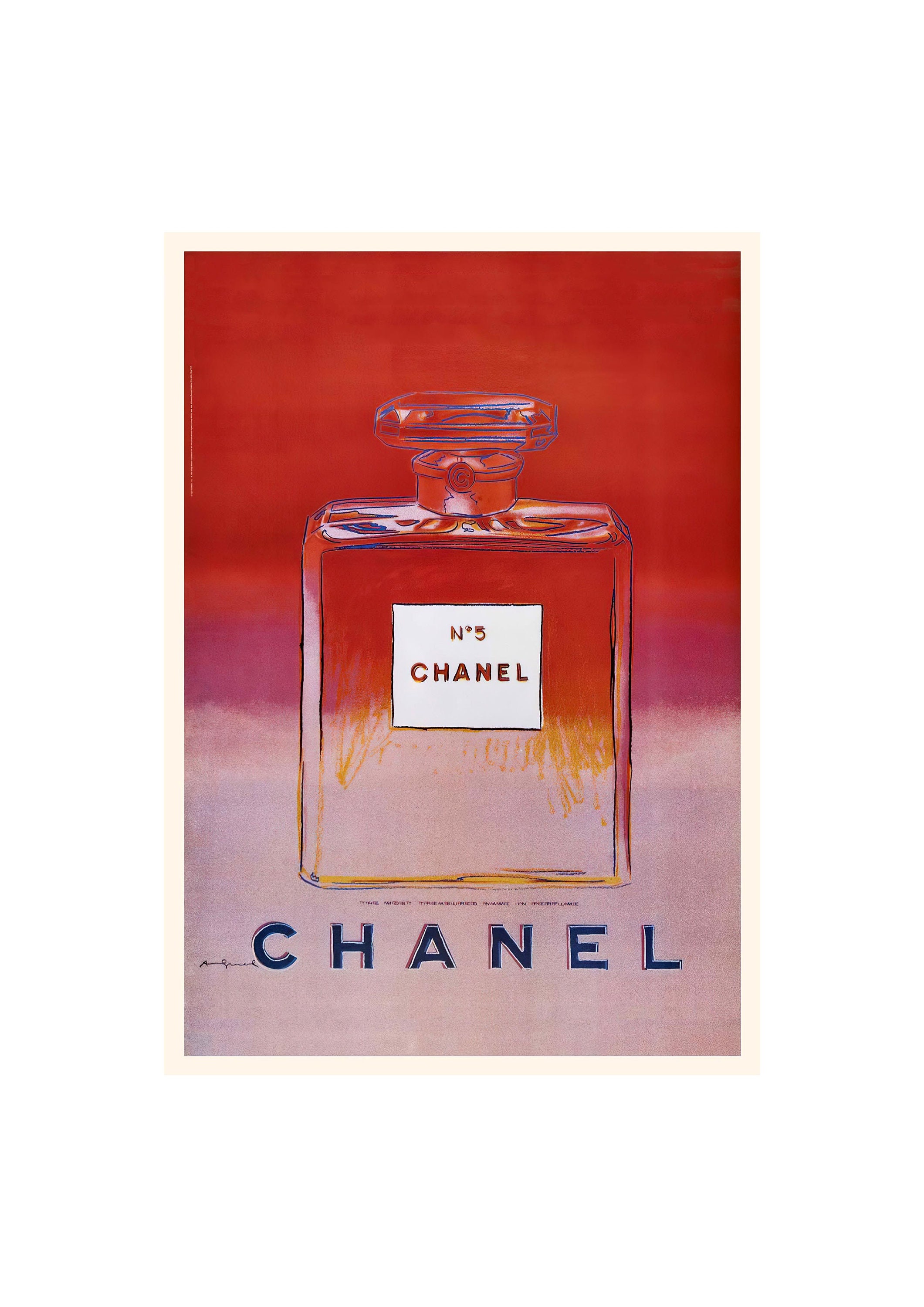 Chanel No5 Fashion Faux Glitter Floral Perfume Bottle Art Picture