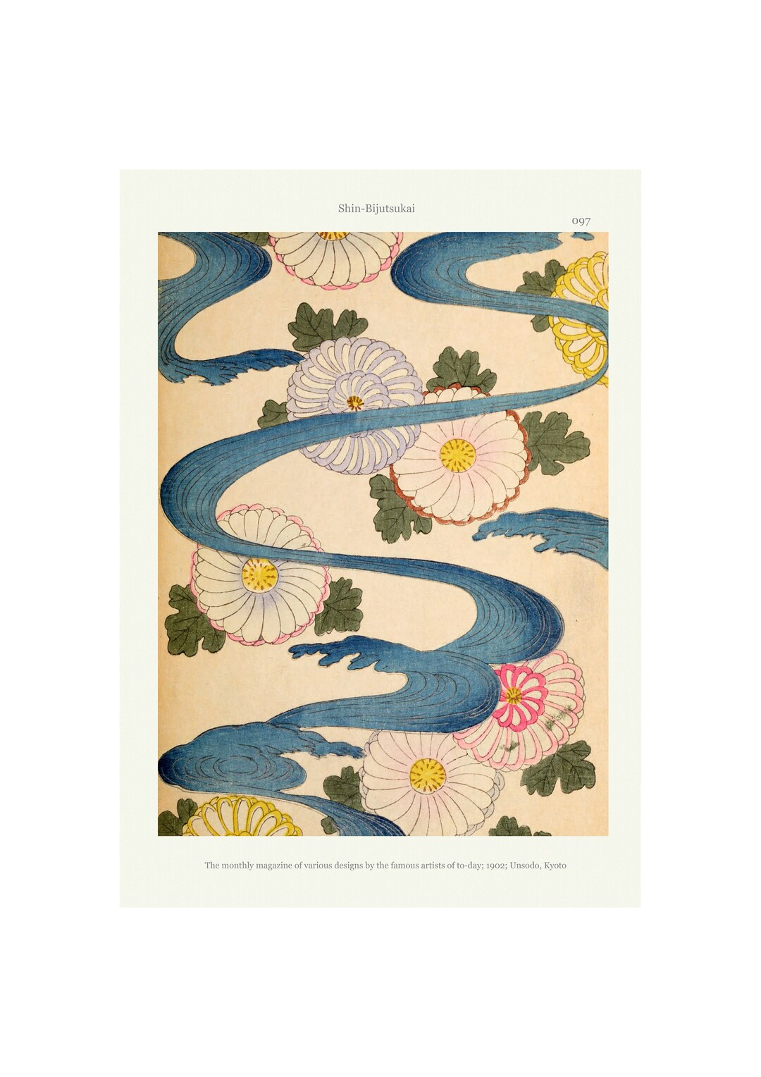 Vintage Japanese Poster Print Pattern Wall Art, Asian Giclee River Zen ...