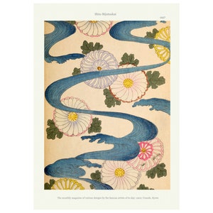Vintage Giapponese Poster Print Pattern Wall Art, Asian Giclee River Zen 1902 Shin-Bijutsukai, A3/A4