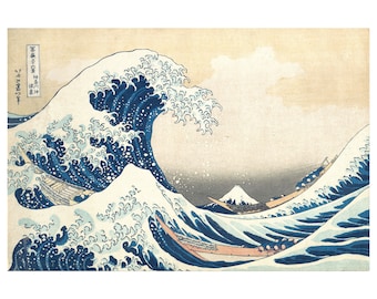 Japanese Art Print - Sea Ocean Wave Boat Painting - Vintage Poster