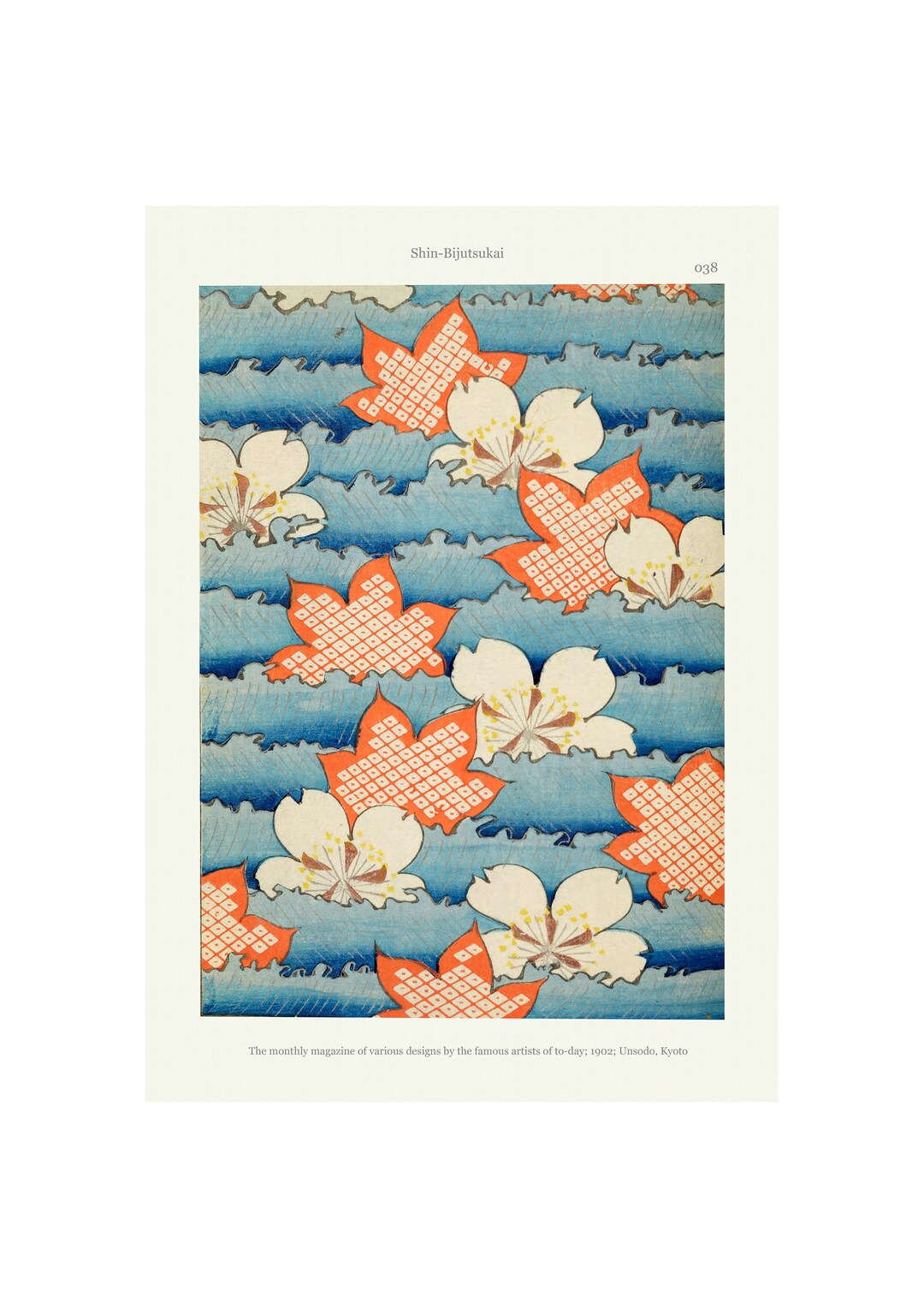 Vintage Japanese 1902 Art Pattern Print Shin-bijutsukai | Flower ...