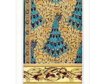 Póster Art Nouveau vintage de pavo real: M. Verneuil Animal Print