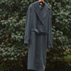 Wool Gray-Green Military Trench Coat, Vintage, Size 34R