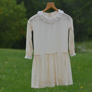 Child&#39;s Cream Dress with Lace Accent, Vintage 1940s, 1950s