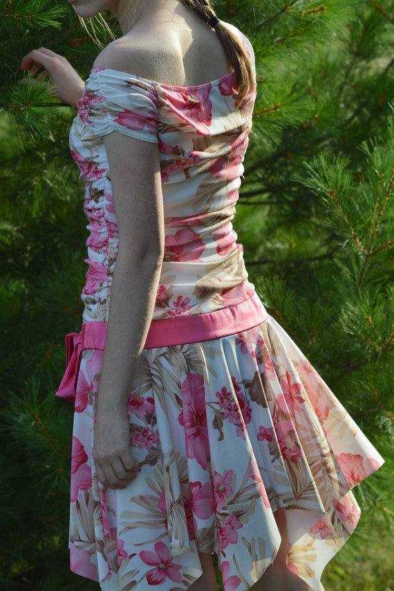 Floral Off-The Shoulder Party Dress, Vintage 1980… - image 3