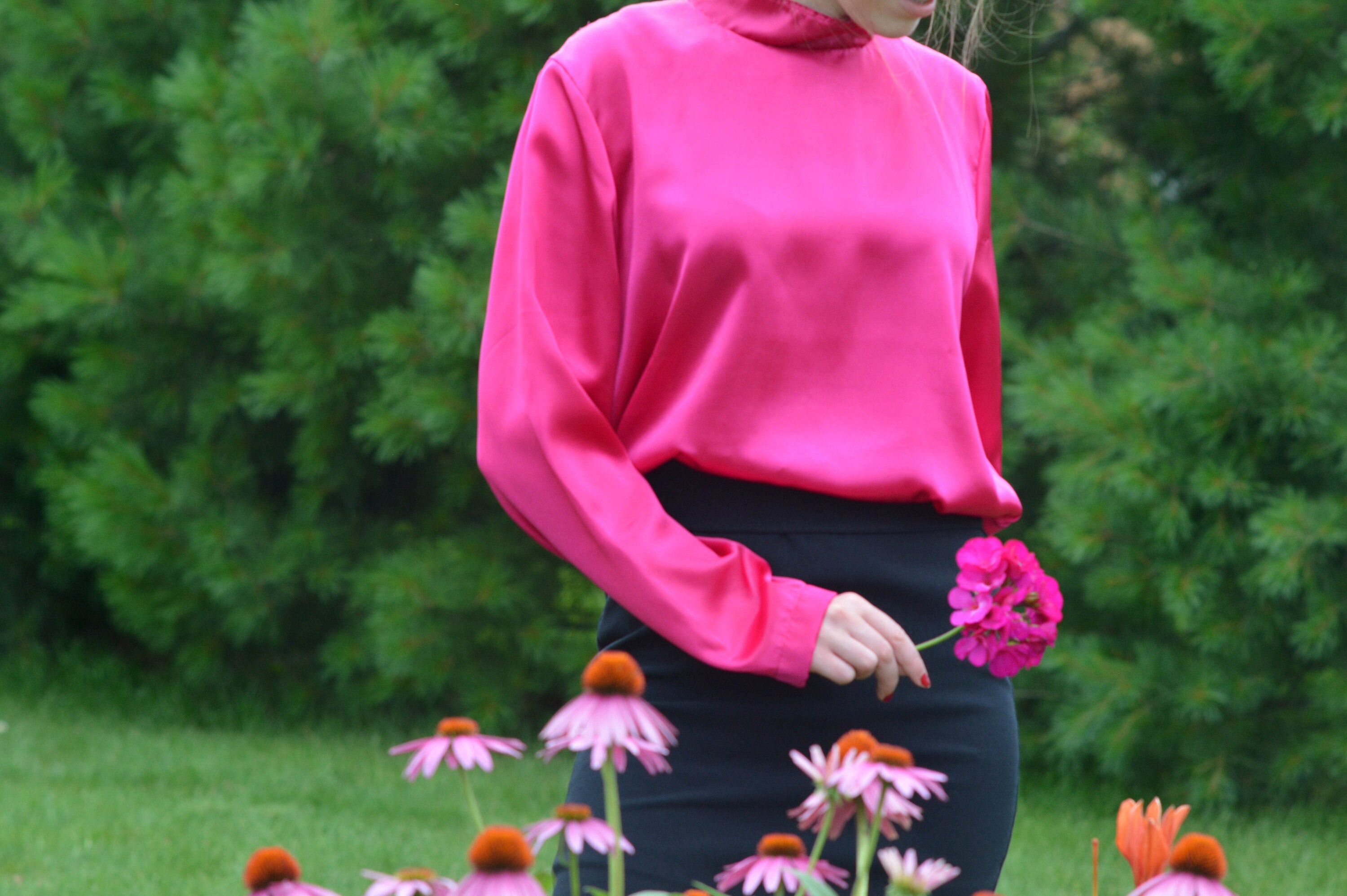 Blouse BCX Couleur Magenta - Taille Medium, Manches Courtes évasées - Occasion Très Bon état