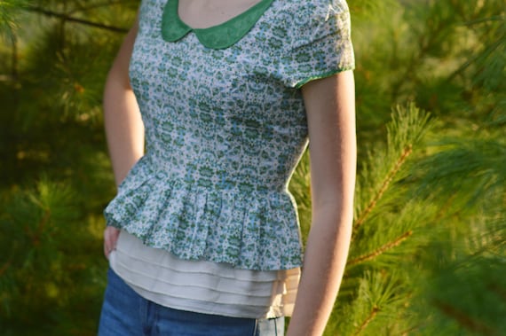 Patterned Blouse with Peter Pan Collar