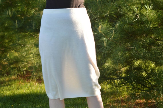 Soft White, Below-The-Knee Pencil Skirt, Vintage … - image 1
