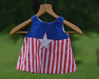 Patriotic Baby/Toddler Top with Star, Vintage 1960s, 1970s, Brand: Judith of Miami
