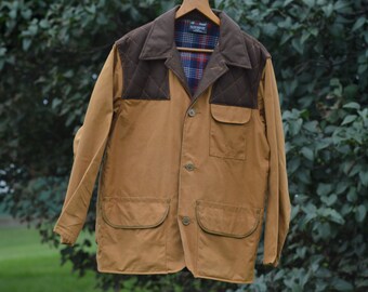 Rugged Tan Canvas Jacket, Vintage 1980s, Brand: Red Head, Size Medium