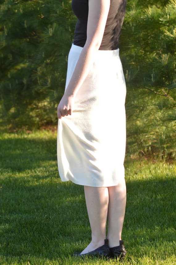 Soft White, Below-The-Knee Pencil Skirt, Vintage … - image 3