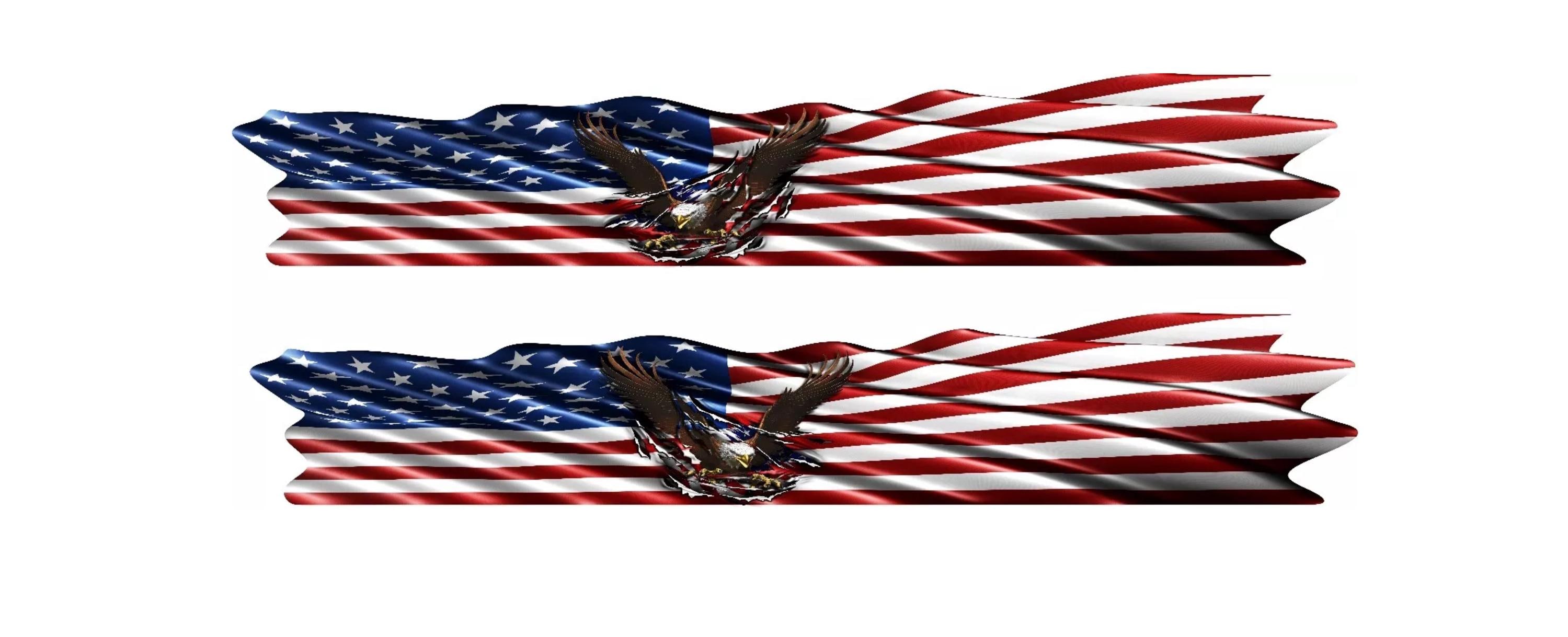 USA America  Flag Eagle Flying Vinyl Vehicle  Wrap Auto Boat Car Graphics Decals  Stickers 80" SET