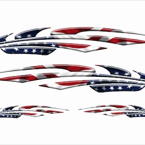 USA America Vinyl Vehicle Wrap Auto Boat Car Truck Trailer motorcycle Graphics Decals Race Flag Flames Stickers SET
