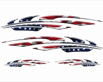 USA America Vinyl Vehicle Wrap Auto Boat Car Truck Trailer motorcycle Graphics Decals Race Flag Flames Stickers SET