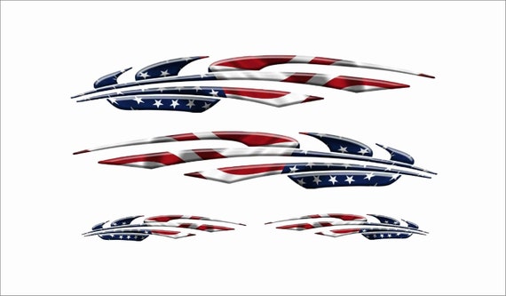 USA Flag Racing Boat Car Truck Graphic Decals Vinyl Stickers Wrap 2-50/" 2-24/"
