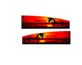 Vinyl Vehicle SIDE Wrap Boat Car Truck Graphics Palm Tree Sunset Stickers 50" SET