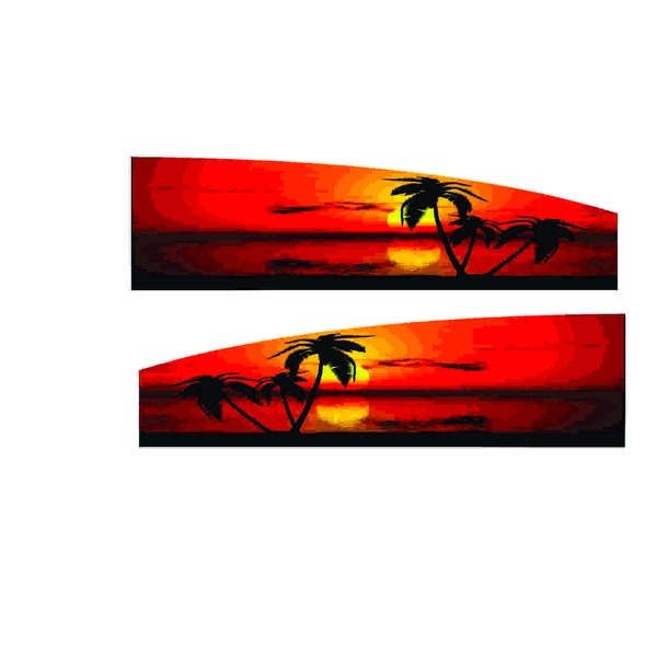 Vinyl Vehicle SIDE Wrap Boat Car Truck Graphics Palm Tree Sunset Stickers 50" SET