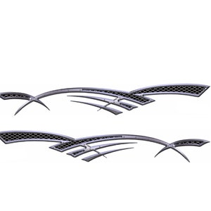 Vinyl Vehicle Wrap Boat Car Truck Graphics Decals Race Flag Metal Chrome Stickers 50&quot; SET