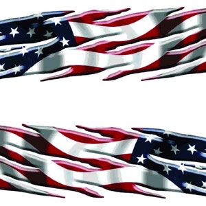 USA Flag Vinyl Vehicle Auto Wrap Boat Car Truck Graphics Decals Race Flag Flames Stickers 50&quot; SET