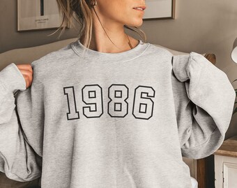1986 Crewneck Sweatshirt, 40th Birthday Gift, Born in 1986 Custom Birth Year Sweater