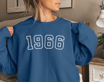 1966 Crewneck Sweatshirt 60th Birthday Gift, Born in 1966 Custom Birth Year Sweater