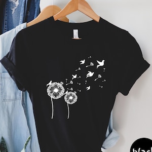 Dandelion Birds Shirt - Graphic Birds Shirt, Wildflower Shirt, Make a Wish Shirt, Christmas Gift, Unisex Birds Tee