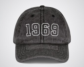Retro 1969 Birth Year Embroidered Cap, Custom 57th Birthday Gift, Born in 1969, Birthday Party Retro Cap
