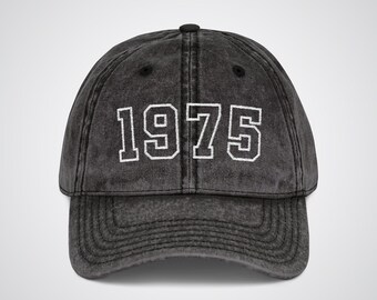 Retro 1975 Birth Year Embroidered Cap, Custom 51st Birthday Gift, Born in 1975, Birthday Party Retro Cap
