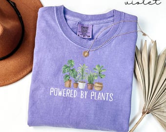 Comfort Colors® Powered by Plants Shirt, Plant Lover Gift, Gardening Tshirt