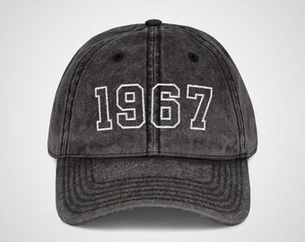 Retro 1967 Birth Year Embroidered Cap, Custom 59th Birthday Gift, Born in 1967, Birthday Party Retro Cap