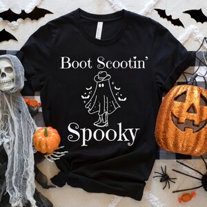 Boot Scootin Spooky Shirt, Western Halloween Tshirt, Cowboy Ghost Shirt, Retro Halloween Shirt, Gift for Cowgirl, Halloween Gift, Spooky Tee
