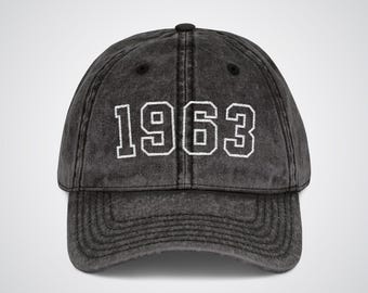 Retro 1963 Birth Year Embroidered Cap, Custom 63rd Birthday Gift, Born in 1963, Birthday Party Retro Cap