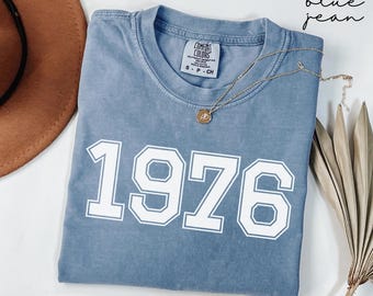 Custom 1976 Birth Year Birthday Tshirt, 49th Birthday Gift, Comfort Colors Shirt, Retro Birthday Shirt, Personalized Birthday Year Gift