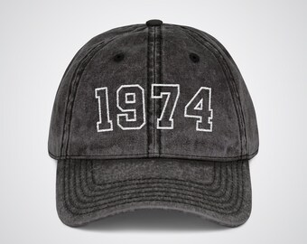 Retro 1974 Birth Year Embroidered Cap, Custom 52nd Birthday Gift, Born in 1974, Birthday Party Retro Cap